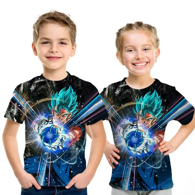 Крутая Детская футболка с принтом в виде Dragon Ball Z Goku Saiyan, модные топы с короткими рукавами для мальчиков и девочек