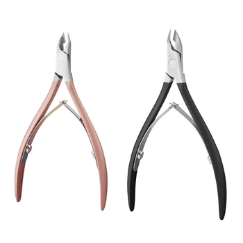 

2 Pcs Nail Cuticle Pusher Tweezer Cutter Nipper Clipper Dead Skin Remover Manicure Art Grooming Tool Beauty Nail Pliers , Black