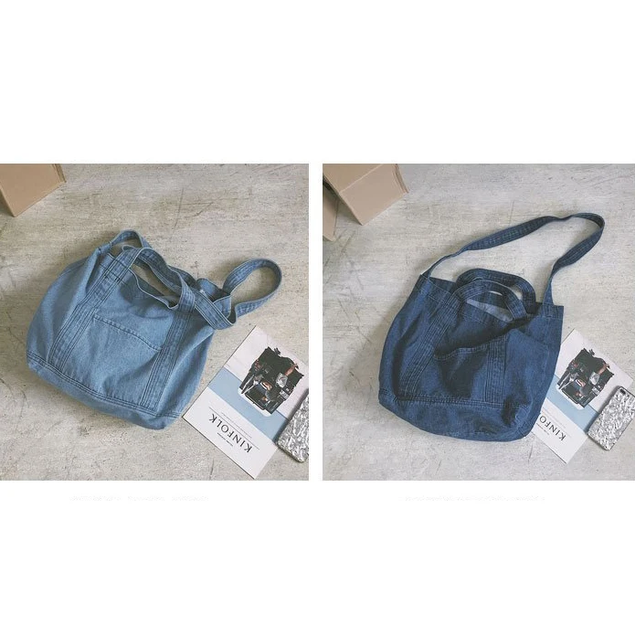 BEAU-Denim сутулящаяся сумка Повседневная джинсовая тканевая сумка для отдыха корейский стиль Модная японская модная сумка-мессенджер с верхней ручкой