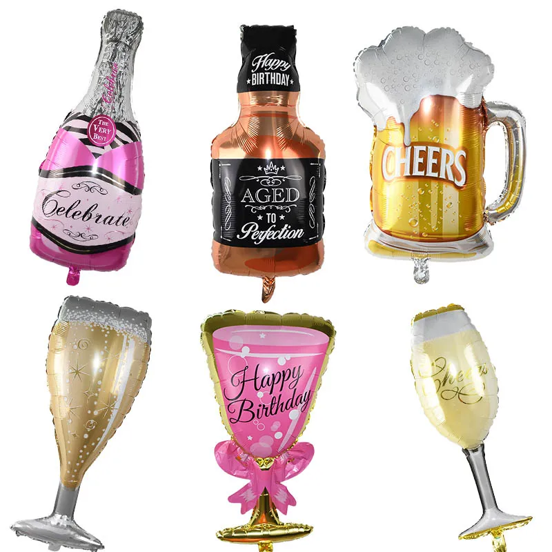 1pcs Party Foil Balloons Wedding Anniversary Champagne Bottle/Beer Cup/Trophy/Cake Ballons Birthday Party DIY Decorations