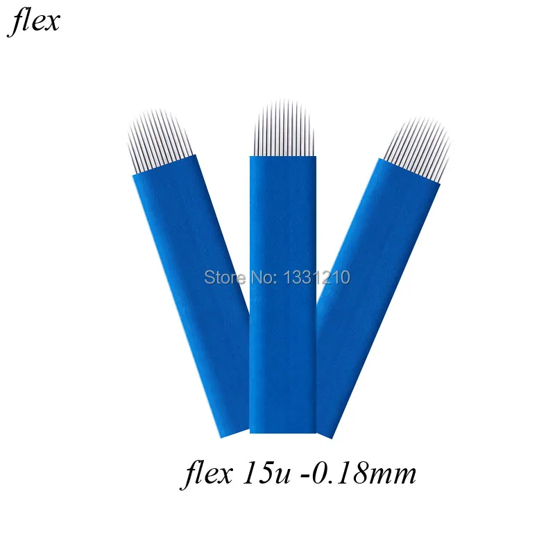 0,18 мм 15 U форма Laminas Tebori Flex Microblading 15 U форма иглы татуировки для бровей