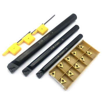 

10PCS TCMT110204 ZG UE6020 Carbide Insert +1PC S10K-STUCR11 +1PC S12M-STUCR11 +1PC S16Q-STUCR11 Turning Tool Holder Machine Tool