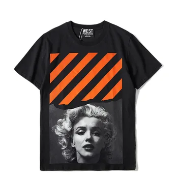 

2020 New Arrival O-neck T Shirt Men Summer Trend Brand Strip Beauty Print Short Sleeve Women Loose Couple Pure Cotton T-shirt