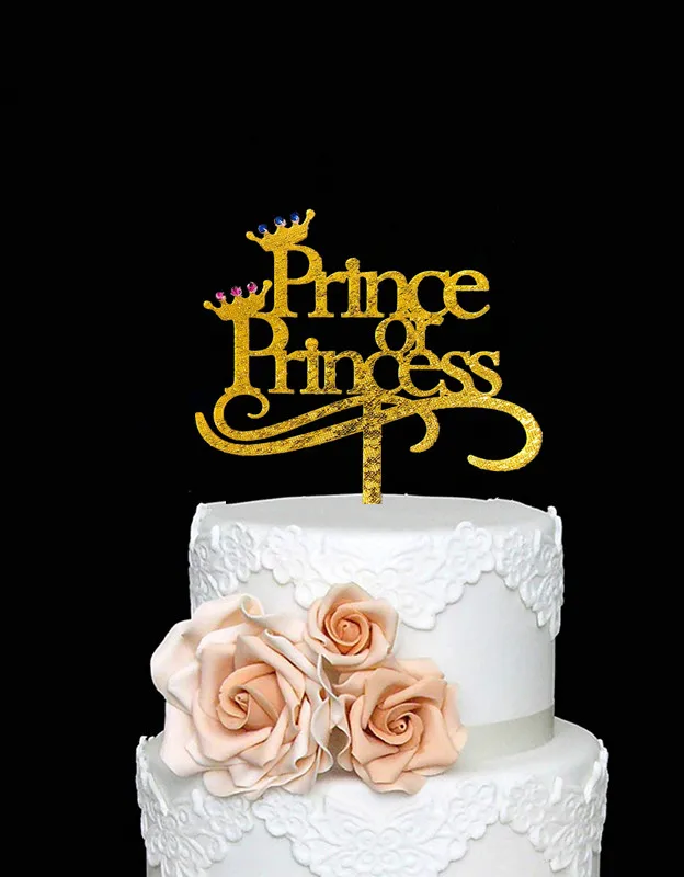 

Украшение для торта принц или принцесса, топпер для торта для мальчиков и девочек, украшение для торта, золотая корона для будущей мамы