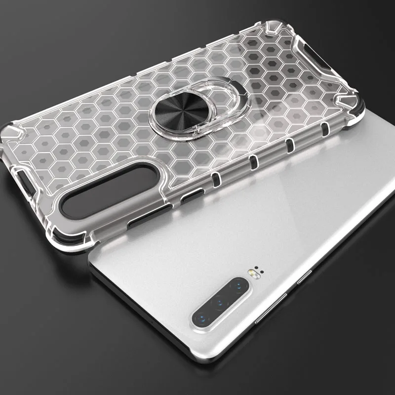 Armor Case For Huawei Y6 Y9 Prime 2019 P30 Pro Nova 5 5i Honeycomb Dual Layer Hybrid TPU PC with Finger Ring Holder Cover | Мобильные