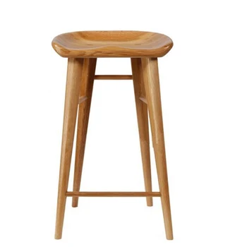 

Solid Wood Bar Chair Dining Domestic Nordic Log Simple Leisure High Foot Stool Front Desk