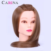 Парикмахерская манекеновая голова из натурального волокна для волос, Парикмахерская голова 55 см, профессиональный манекен для укладки волос