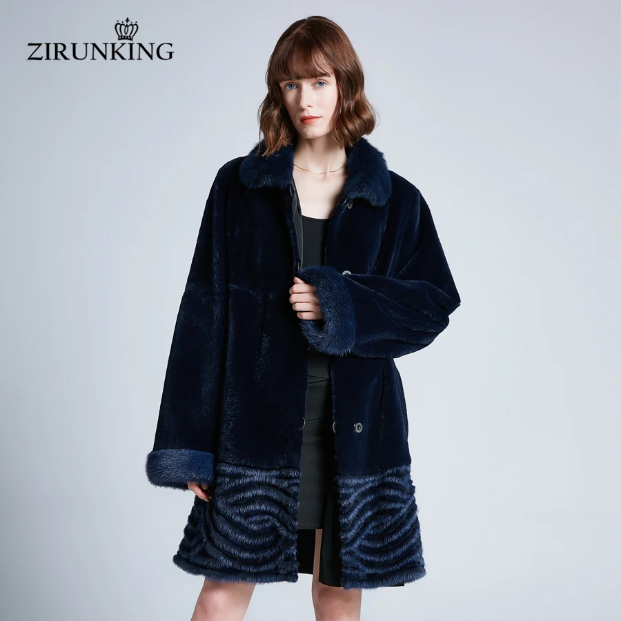 

ZIRUNKING Brand New Real Rex Rabbit Fur Coat Lady Reversible Natural Mink Fur Jacket Female Warm Winter Coat Outerwear ZC1918