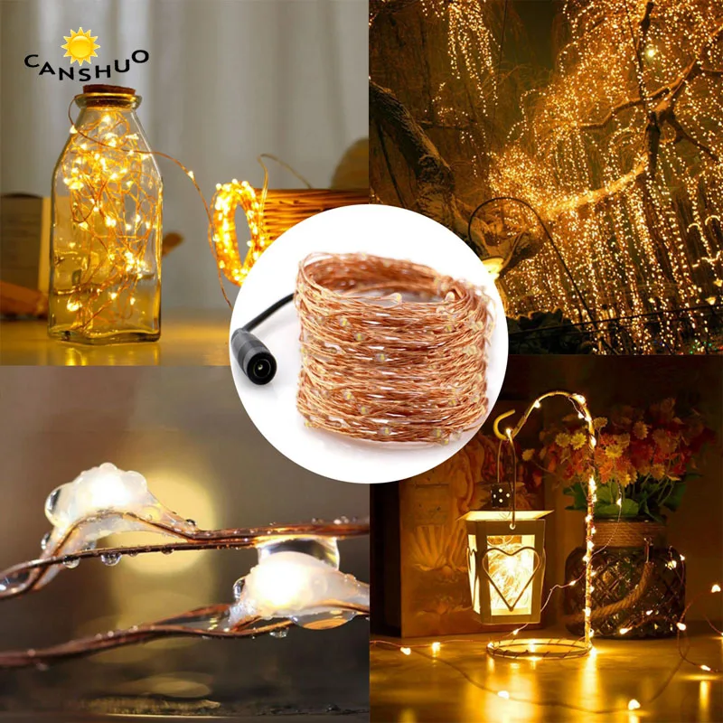 

DC12V Fairy string light Waterproof Silver copper wire 20M 200Leds string lights with power for Christmas festival wedding decor
