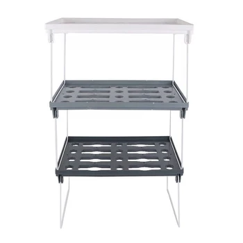 

1PCS Folding Rack Kitchen Bathroom Storage Rack Single Layer Kitchenware Organizer PP and Metal Material