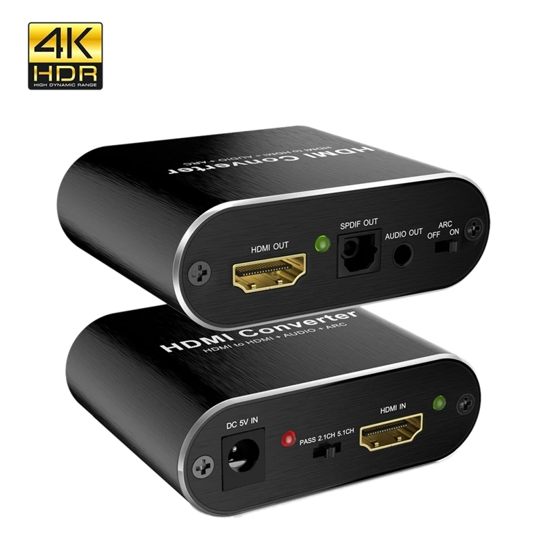 Совместим с HDMI 2,0 аудио экстрактор 5,1 ARC HDMI аудио экстрактор сплиттер HDMI к аудио экстрактор оптический TOSLINK SPDIF US