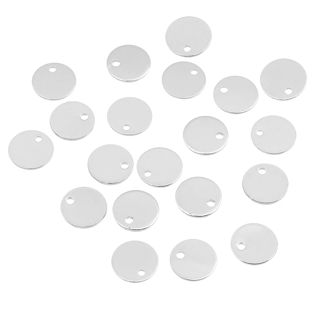 40pcs Round Gold silver color Pendant Stamping Blank Dog Tags Pendants Charm Necklace DIY Jewelry Crafts 8mm