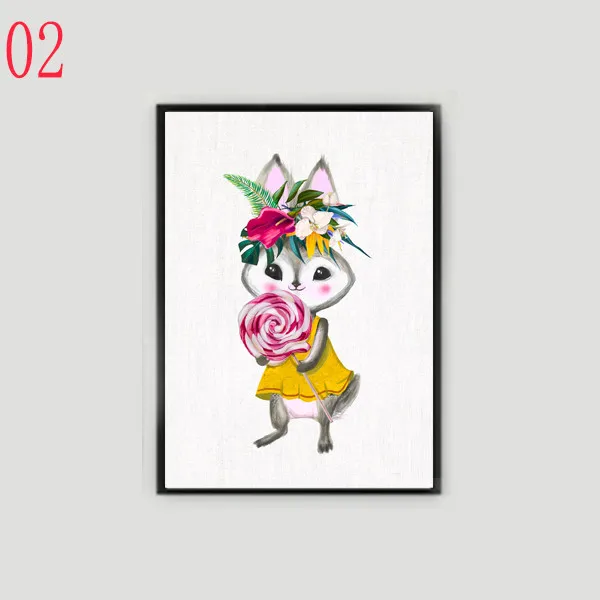 Nordic-Style-Cute-Cartoon-Wearing-Flower-Animal-Poster-Wall-Art-Girl-Pictures-Baby-Kids-Bedroom-Canvas.jpg_640x640 (1)