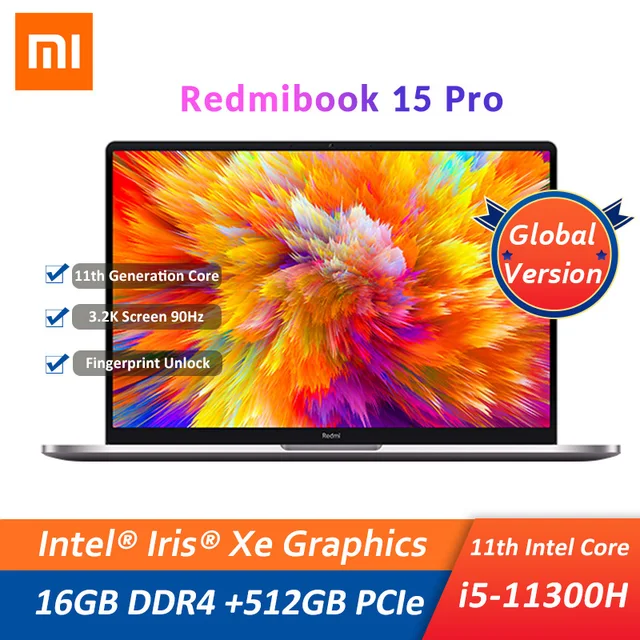 Xiaomi Mi RedmiBook Pro 15 Laptop 15.6" Notebook i5-11300H 16GB DDR4 512GB Intel Iris Xe Graphics 3.2K FHD PC 90Hz Win10 Laptops 1
