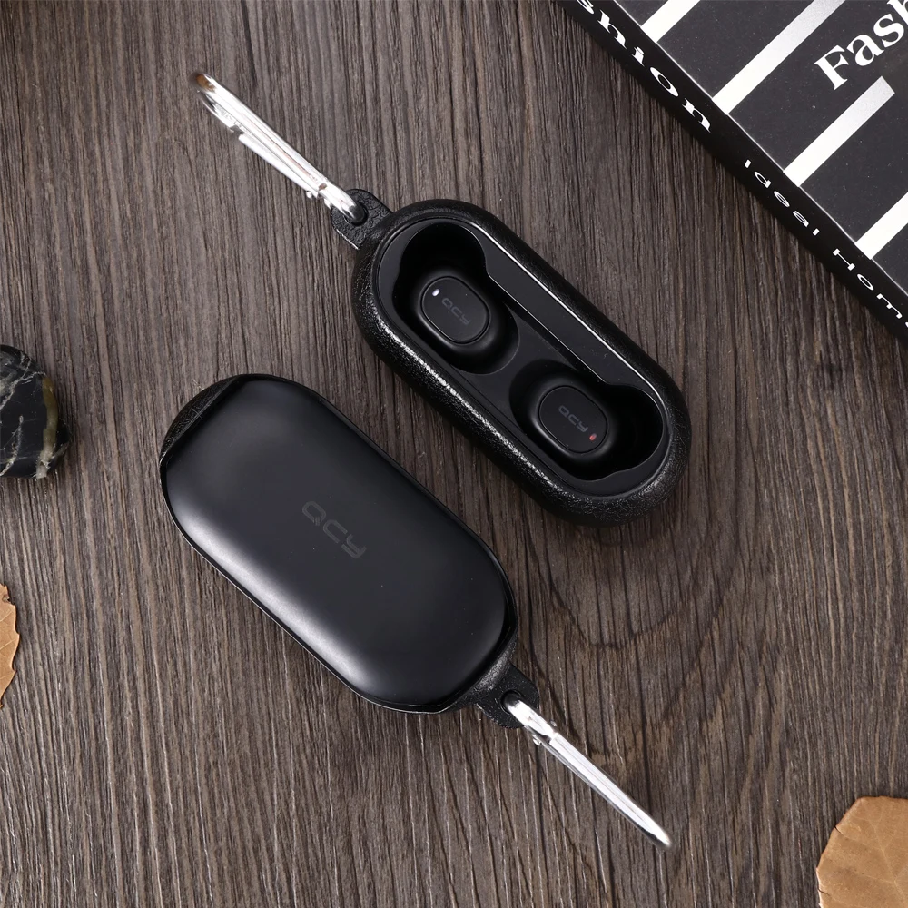 JINSERTA Мягкий ТПУ чехол для QCY T1 истинный беспроводной Bluetooth наушники защитный чехол с анти-потерянной пряжкой для QCY T2C/T2S
