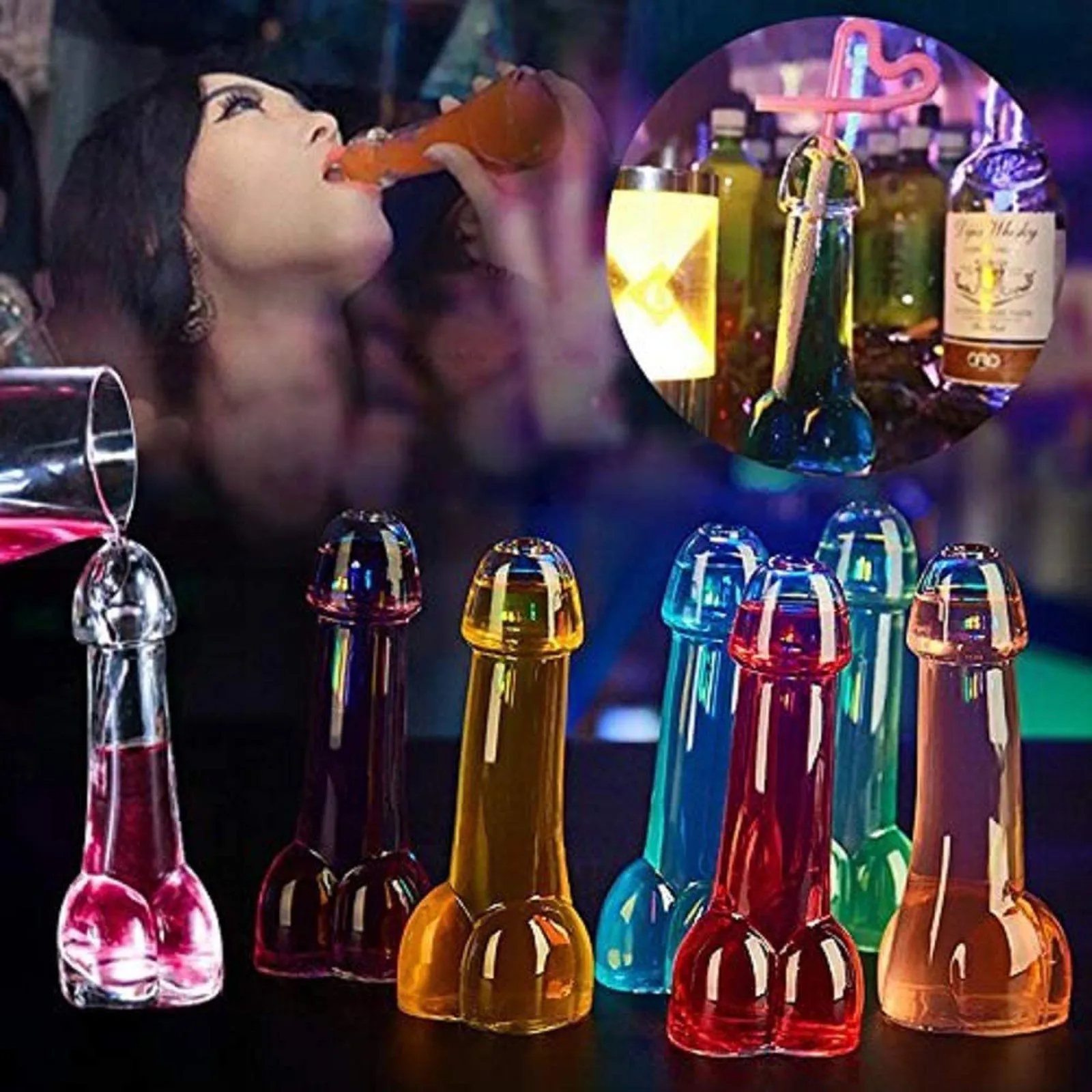 Glass Cup glass cup heat resistant coffee glass cup heat resistant glass cup glass water cup Wine Glasses Genital Penis Glass Cup Dick Cocktail Drinkware Party Beer Funny Interesting Cups Mug Bottle Straw