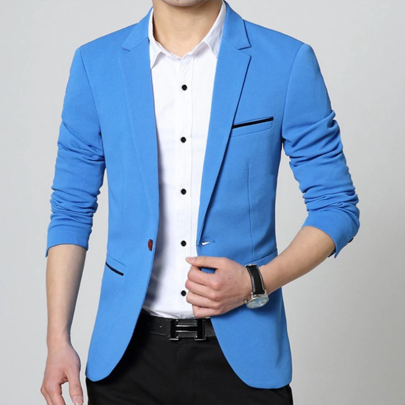 Men's Fashion Blazer Long Sleeves Suit Jackets Casual Fit Jacket Male ...