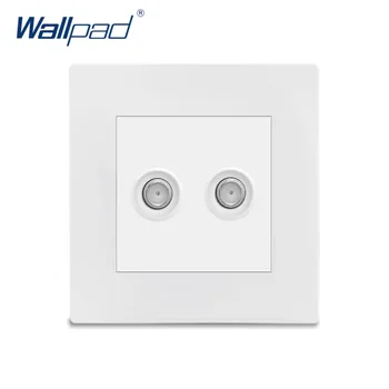 

Wallpad 2 Satellite Socket Dual SAT Luxury White PC Panel Wall Week Electricity Outlet Sockets