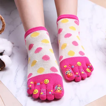 

Color Match Toe Socks for Women Autumn Winter Cartoon Toe Socks Dot Pinting Runner Five Finger Socks Girls Kawaii Socks Femme
