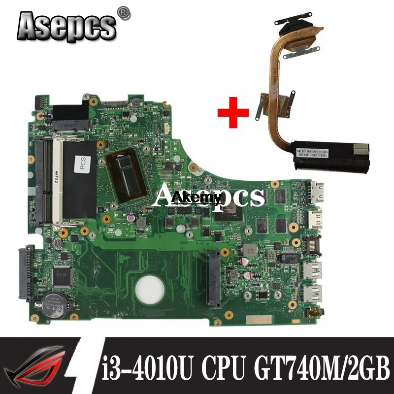 Для ASUS X750JN X750JB X750J A750J K750J материнская плата для ноутбука Mianboard i3-4010U процессор GT740M/2 ГБ Бесплатный радиатор