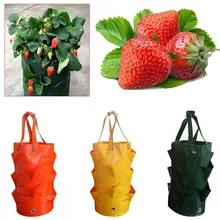 

Multi-Mouth PE Strawberry Grow Bag Plant Flower Pot 3 Gallons Home Hanging Planter Strawberry Tomato Orchard And Garden Tool