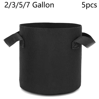 

5pcs Grow Bags Garden Heavy Duty Non-Woven Aeration Plant Fabric Pot Container Thickened Fabric