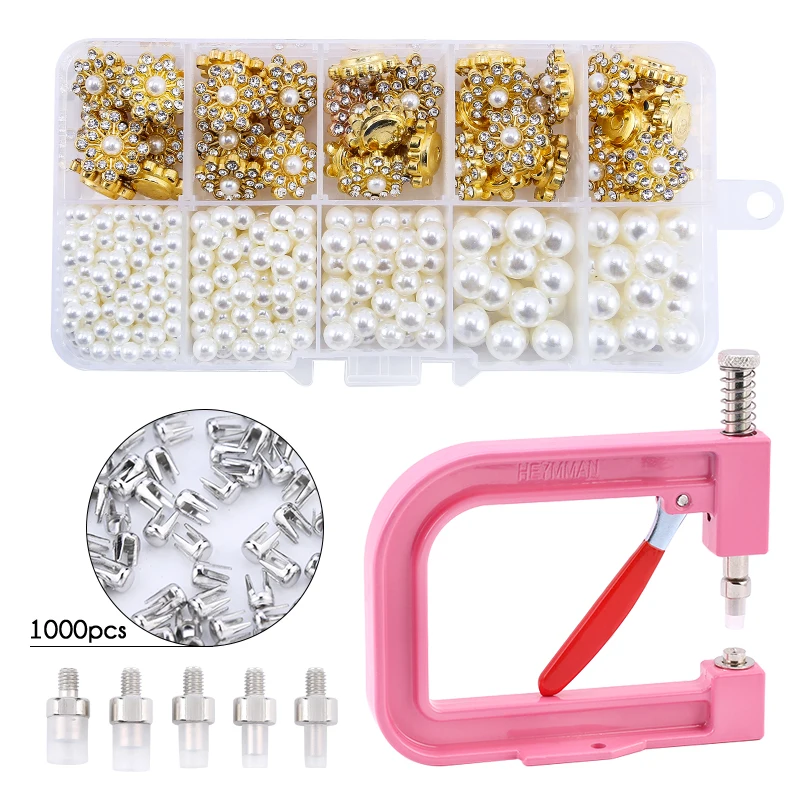 Torus Handheld Pearl and Rivet Setting Machine with Bead Screw Heads for DIY Fashion Accessories