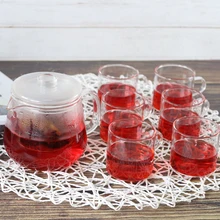 Стеклянный чайник с фильтром из нержавеющей стали 20 унций, прозрачный боросиликатный стеклянный чайник с 6 маленькими чашками, идеальный чайный набор для подарка