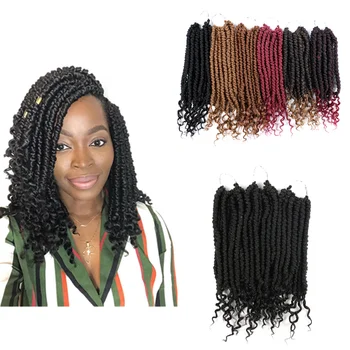 

Hywamply 12" Pre-twisted 2X Spring Twist With Curly Ends Crochet Braids Synthetic Braiding Hair Extension Bomb Twist