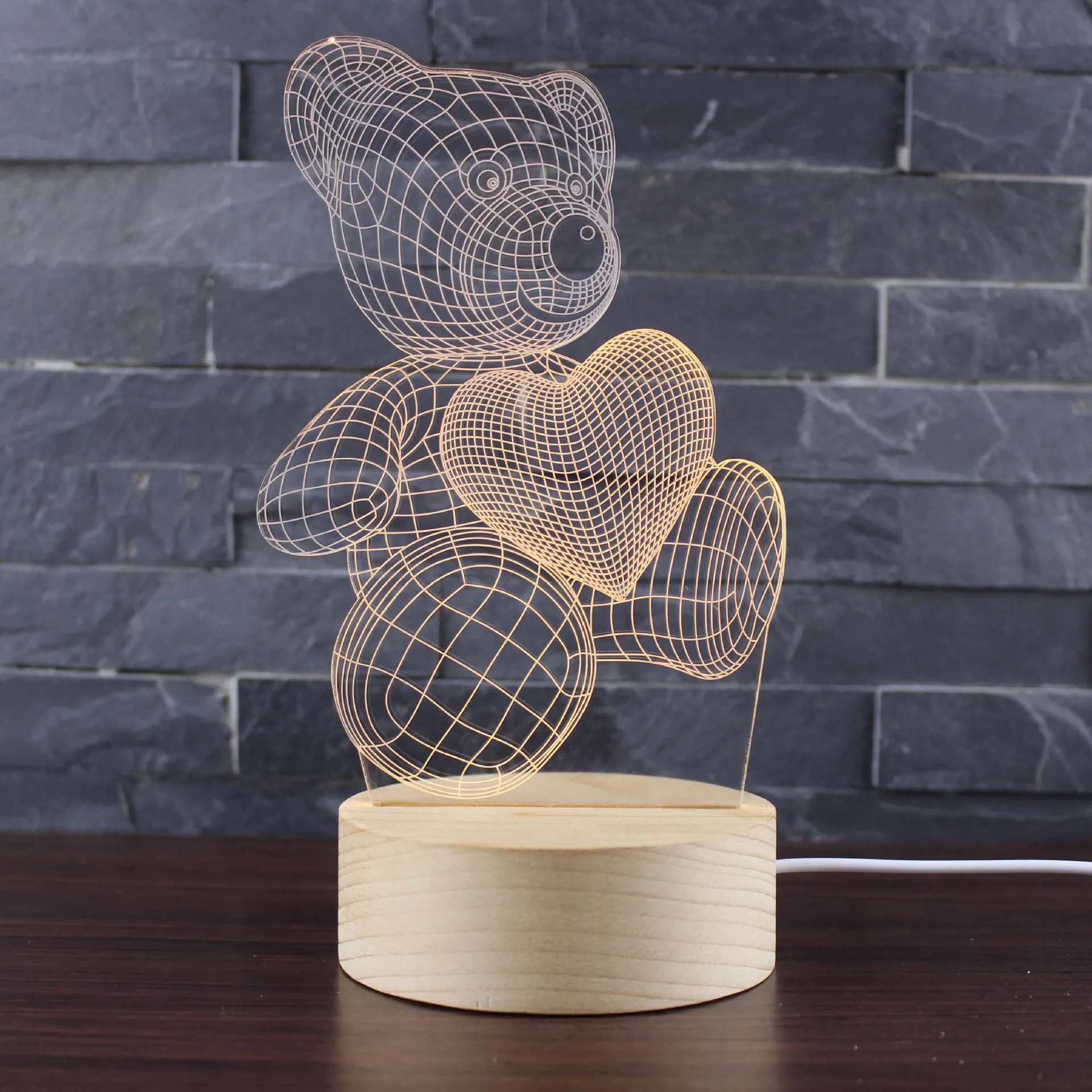 

2018 New Style Building Blocks End of Care Bears Creative Plug Small Night Lamp 3D LED Valentine's Day KT-C Bedside Table Lamp