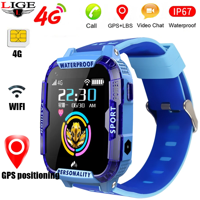 LIGE 4G Смарт часы gps + LBS Wi Fi детские Студенческие SOS видео монитор вызовов трекер