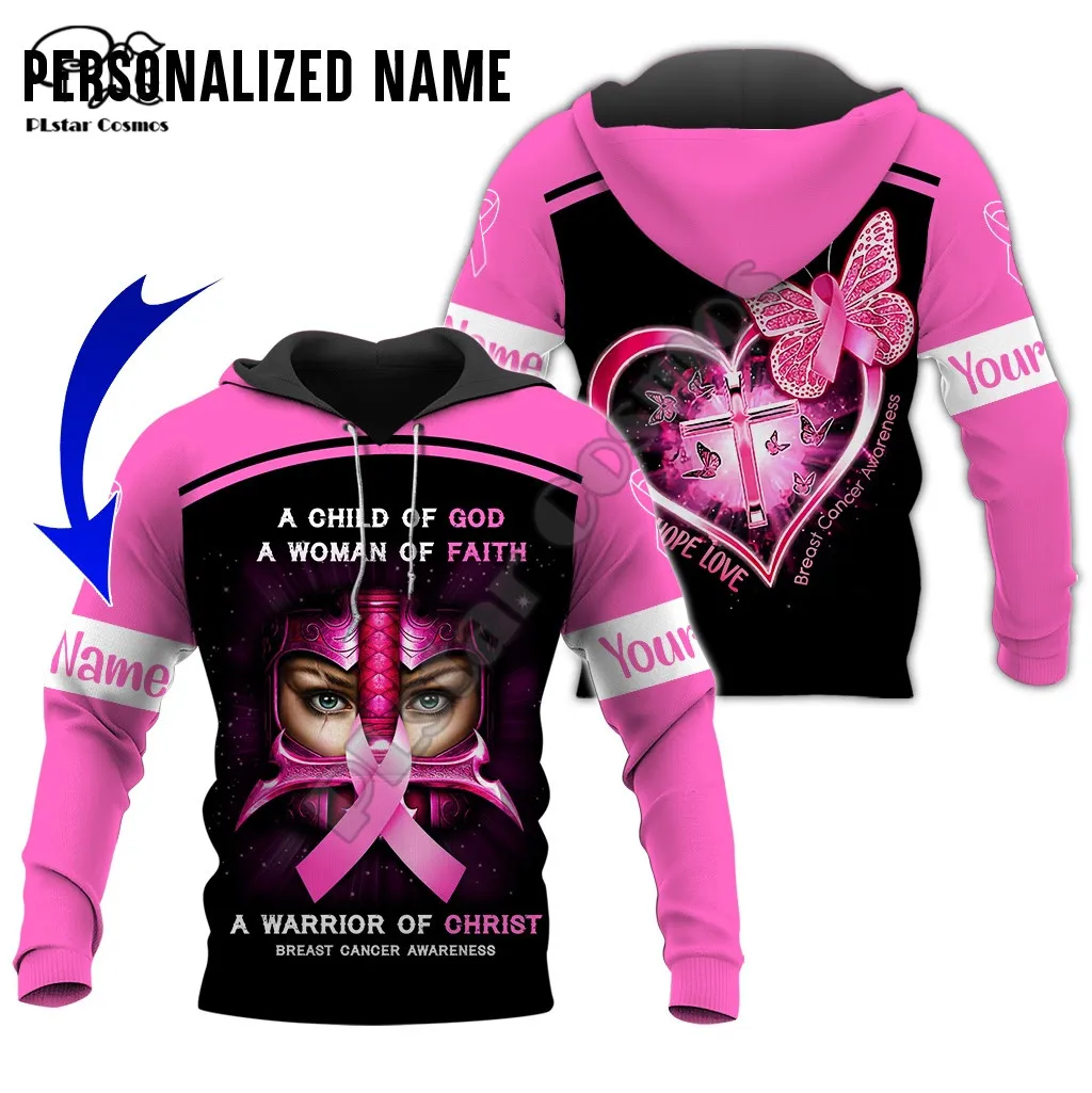 PLstar Cosmos Breast Cancer Warrior Fighter 3D Printed Hoodies Sweatshirts Zip Hooded For Men/Women Casual Streetwear Style-B07