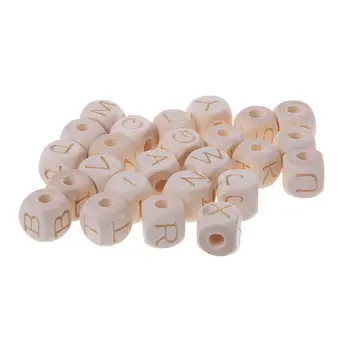 

12mm Baby Teething Wood Letter Beads DIY Crafts Accessories Chew Wooden Beads