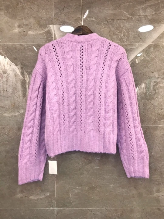 Early 2010 autumn new women's round collar pure color hollow sweater knitted button long sleeve cardigan knitted shirt 1006