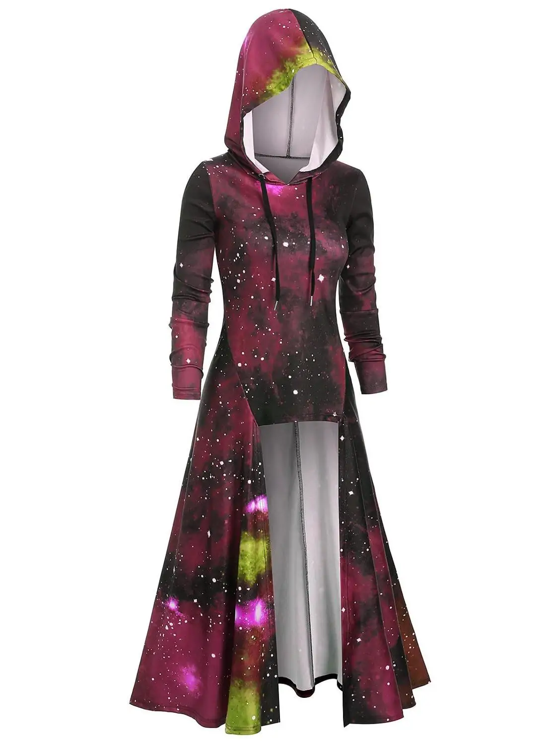 3 explosion models new irregular mosaic printing fashion long hooded women's clothing - Цвет: 3