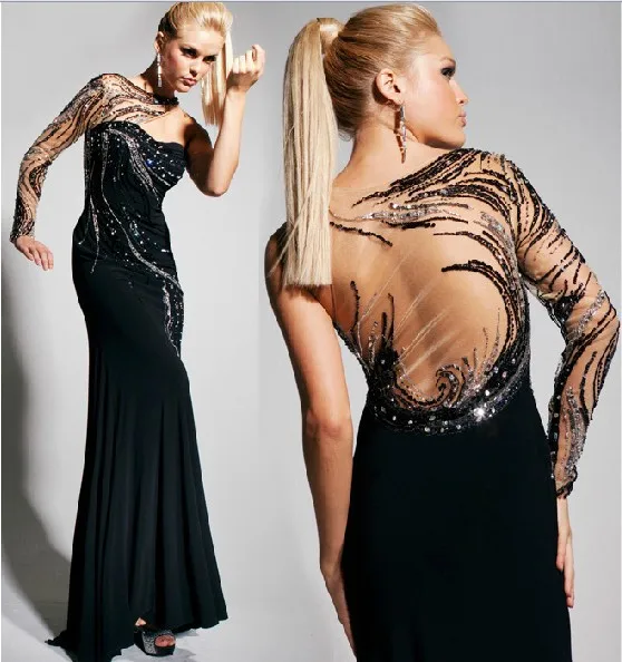 Gratis Verzending 2014 Nieuwe Vestidos De Festa Sexy Backless Luxe Kralen Een Schouder Lange Mouwen Festa Toga Avondjurken Gratis Verzending 2014 Nieuwe Vestidos De Festa Sexy Backless Luxe Kralen Een Schouder Lange Mouwen Festa Toga Avondjurken