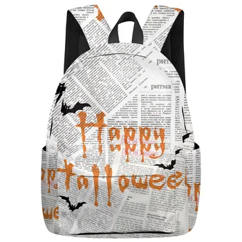 

Retro Newspaper Background Newspaper Background Bats Backpack Interior Key Chain Holder Luxury Backpack Arcuate Shoulder Strap