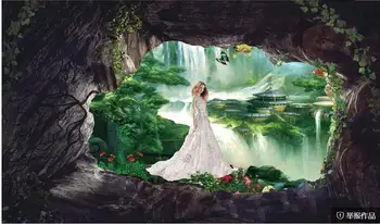 

Retro fantasy forest 3d three d stereo large background wall beautiful scenery wallpapers