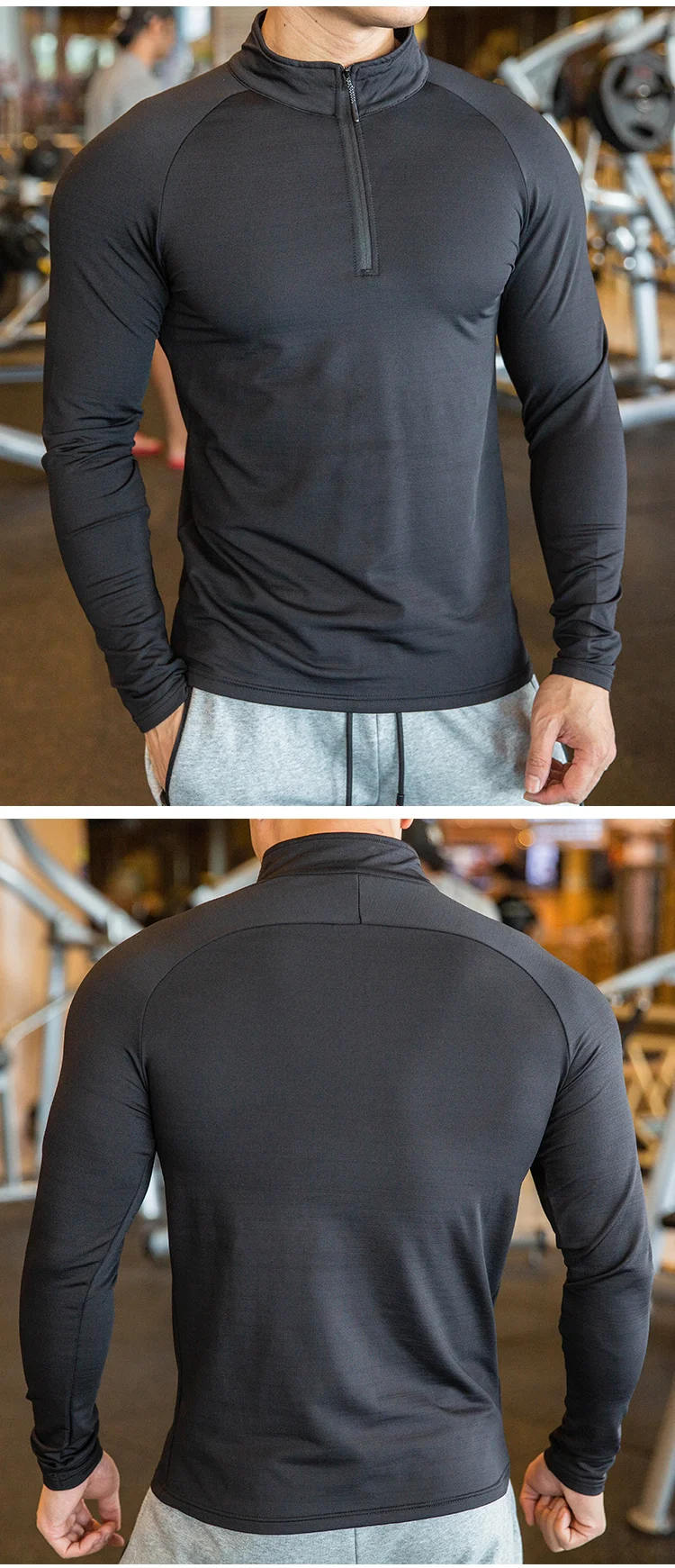 Fitness & Workout Men's Quick Dry Zipper T Shirt Men's Fitness