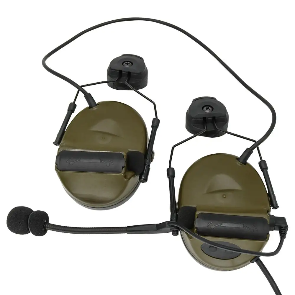 COMTAC II Helmet Bracket Version Headphones Pickup Noise Reduction Hearing Protection Tactical Headset FG +U94 kenwood 2 pin ptt
