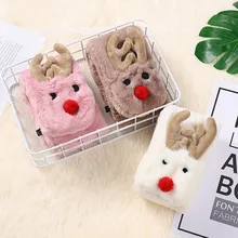 Осенне-зимние рождественские детские шарфы с изображением лося, лисы, слона; корейский Детский плюшевый шарф с рисунком; толстый теплый детский шарф для мальчиков и девочек