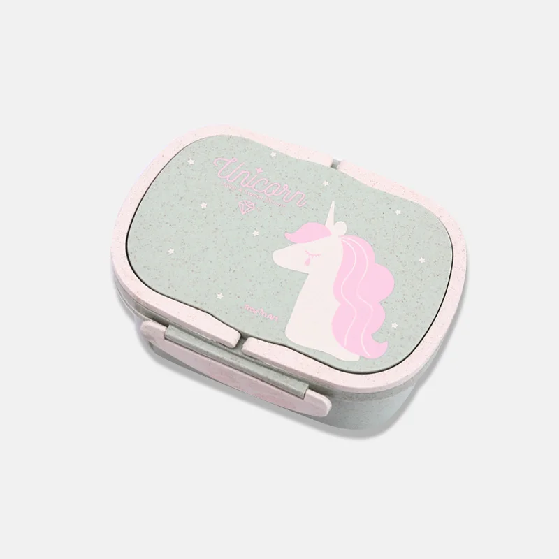 Экологичная Пшеничная солома Bento tiffin коробка Микроволновая печь детский Ланч герметичный с ручкой для детей школьный контейнер для еды столовая посуда - Цвет: 1