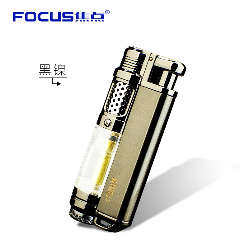 

FOCUS Blue Flame Torch Lighter Metal Zinc Alloy Inflatable Wind Straight Lighter Windproof Cigar Lighters