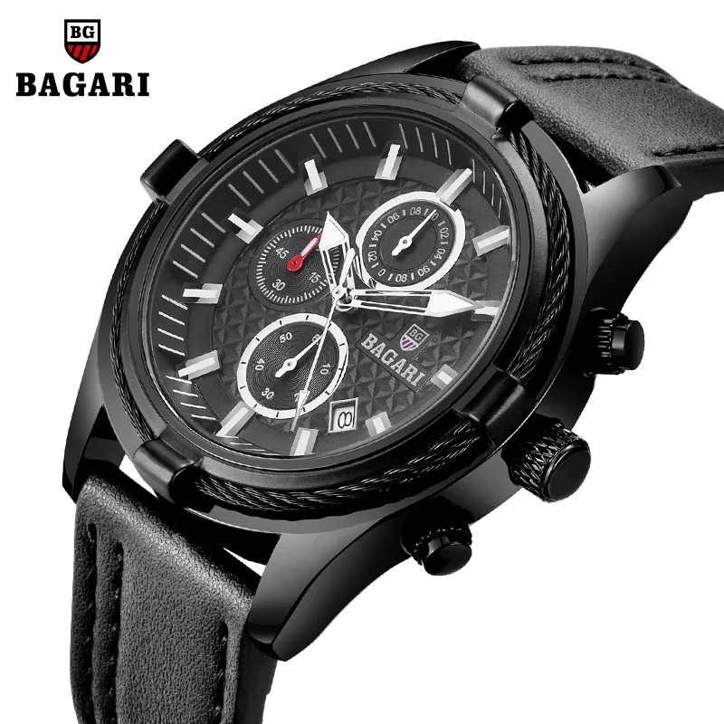 

Bagari Watch Men Multi-functional Three-Eyed Six-pin Night Light Waterproof Sports Watch