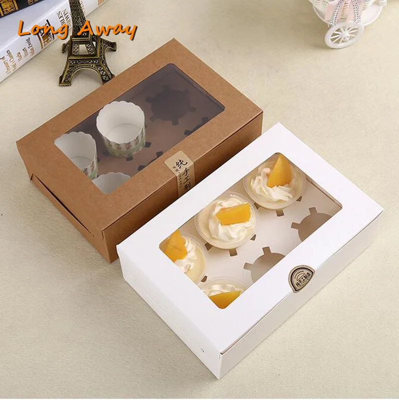 

20pcs 6 in 1 Holding Cupcake Boxes Kraft Paper Box Packaging Gift Box Large Paper Drawer Boxes Gift Jewelry Soap Candy Boxes