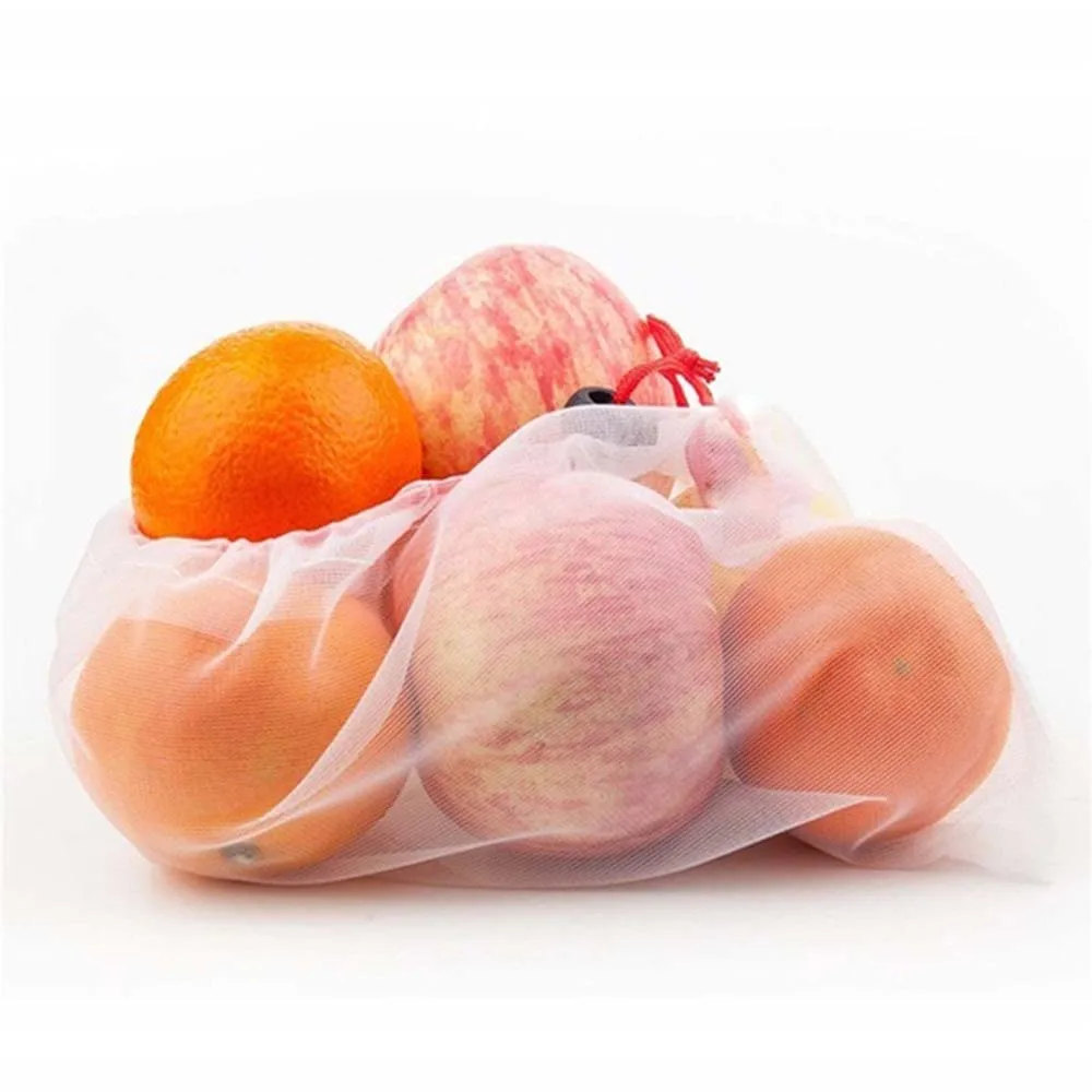 Многоразовые сетчатые продуктовые сумки для овощей и фруктов моющиеся