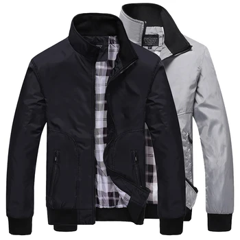 

HOO 2019 men new collar jacket autumn leisure solid color zipper thin jacket