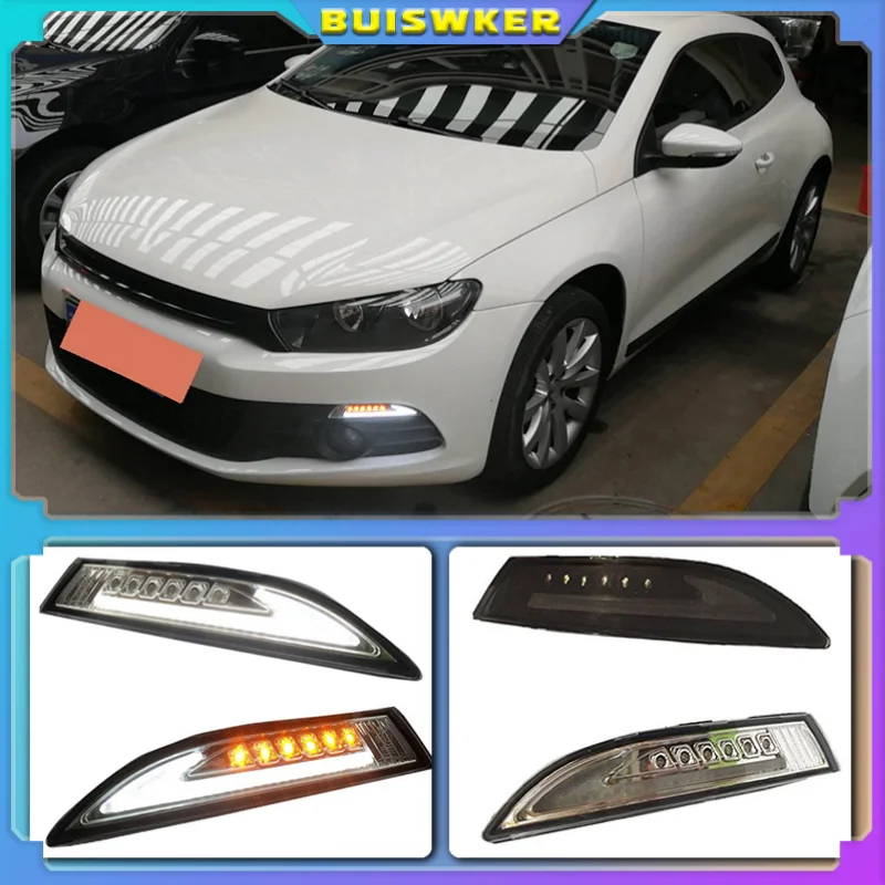 

For VW Scirocco 2008-2013 Car Front LED side marker Lamp Amber Turn Signal Lights and White DRL Daytime Running Lights