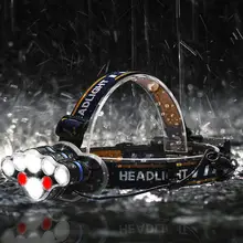 Мощный 8 светодиодный налобный фонарь 3000 лм Т6 наружный рыболовный Головной фонарь фонарик 18650 фара с usb-кабелем