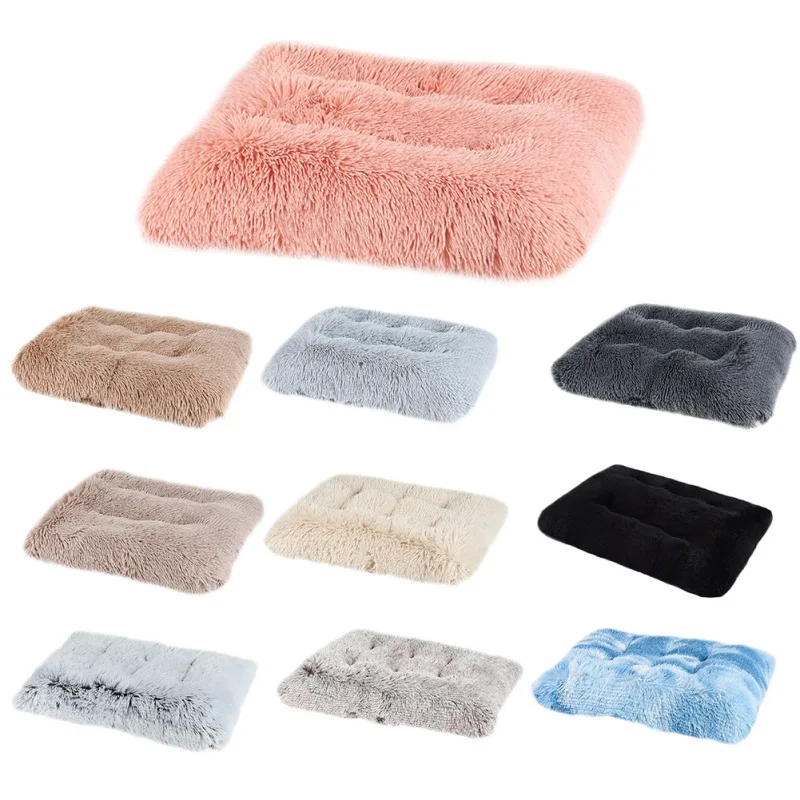 Pet Bed Kennel Dog Cat Winter Warm Sleeping Bed Long Plush Mat Tress Large Dog Puppy Cuscino Cassa Mat Portable Cat Dog Supplies